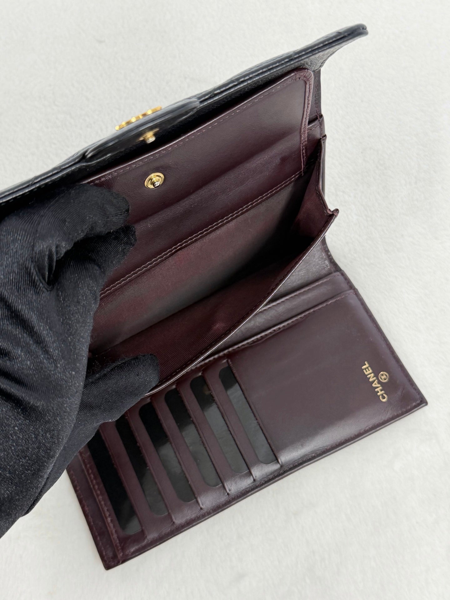 CHANEL Cavier Stitches Trifold Wallet
