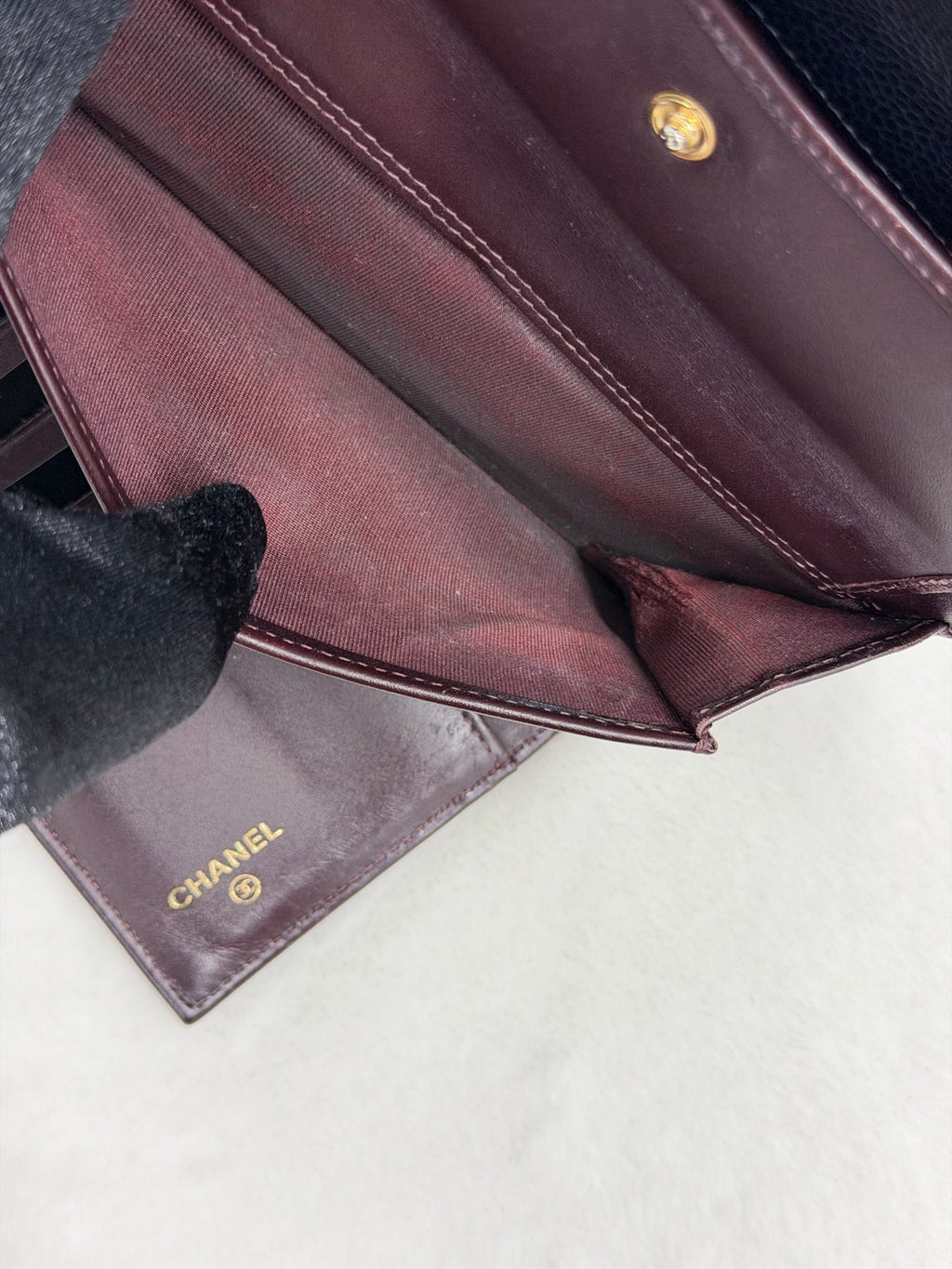 CHANEL Cavier Stitches Trifold Wallet