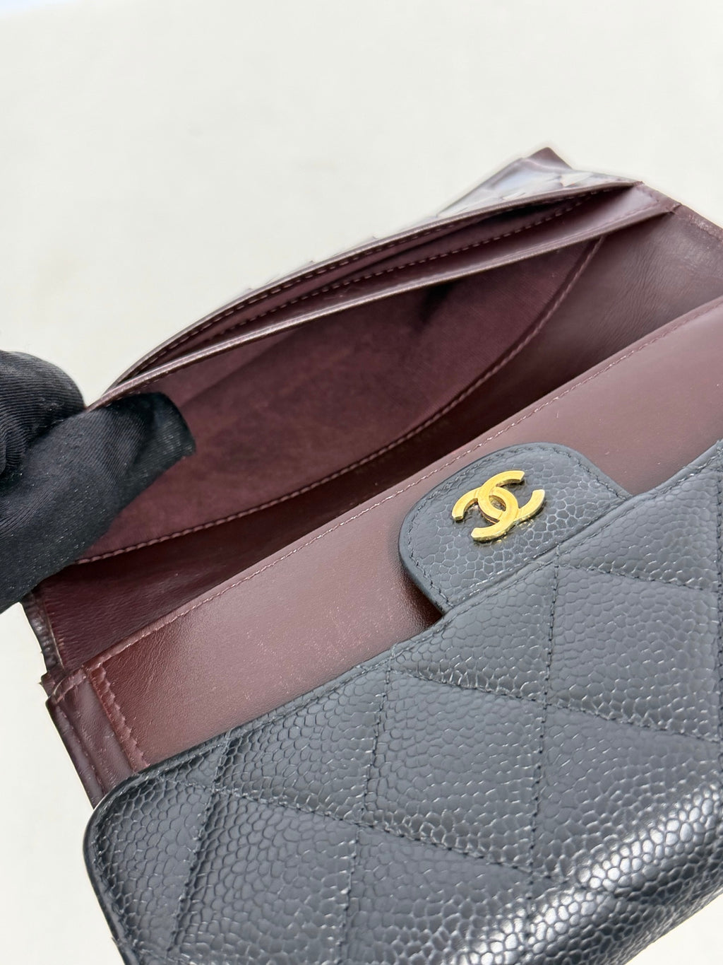 CHANEL Cavier Stitches Trifold Wallet