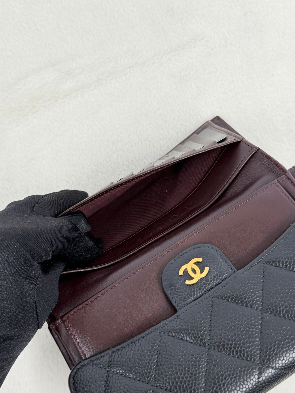 CHANEL Cavier Stitches Trifold Wallet