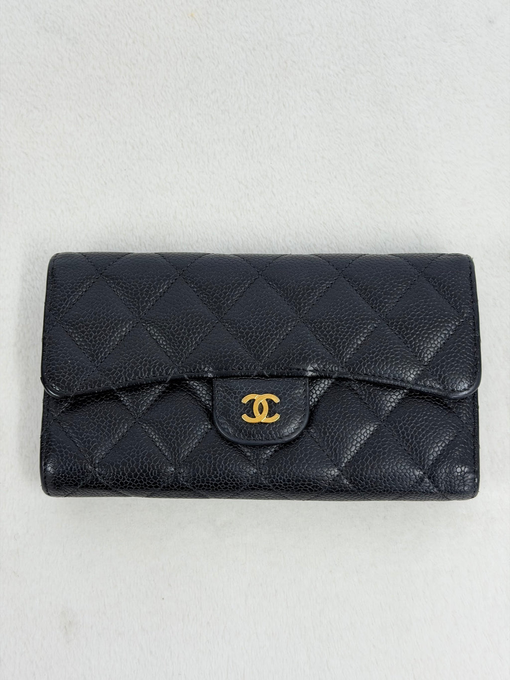 CHANEL Cavier Stitches Trifold Wallet