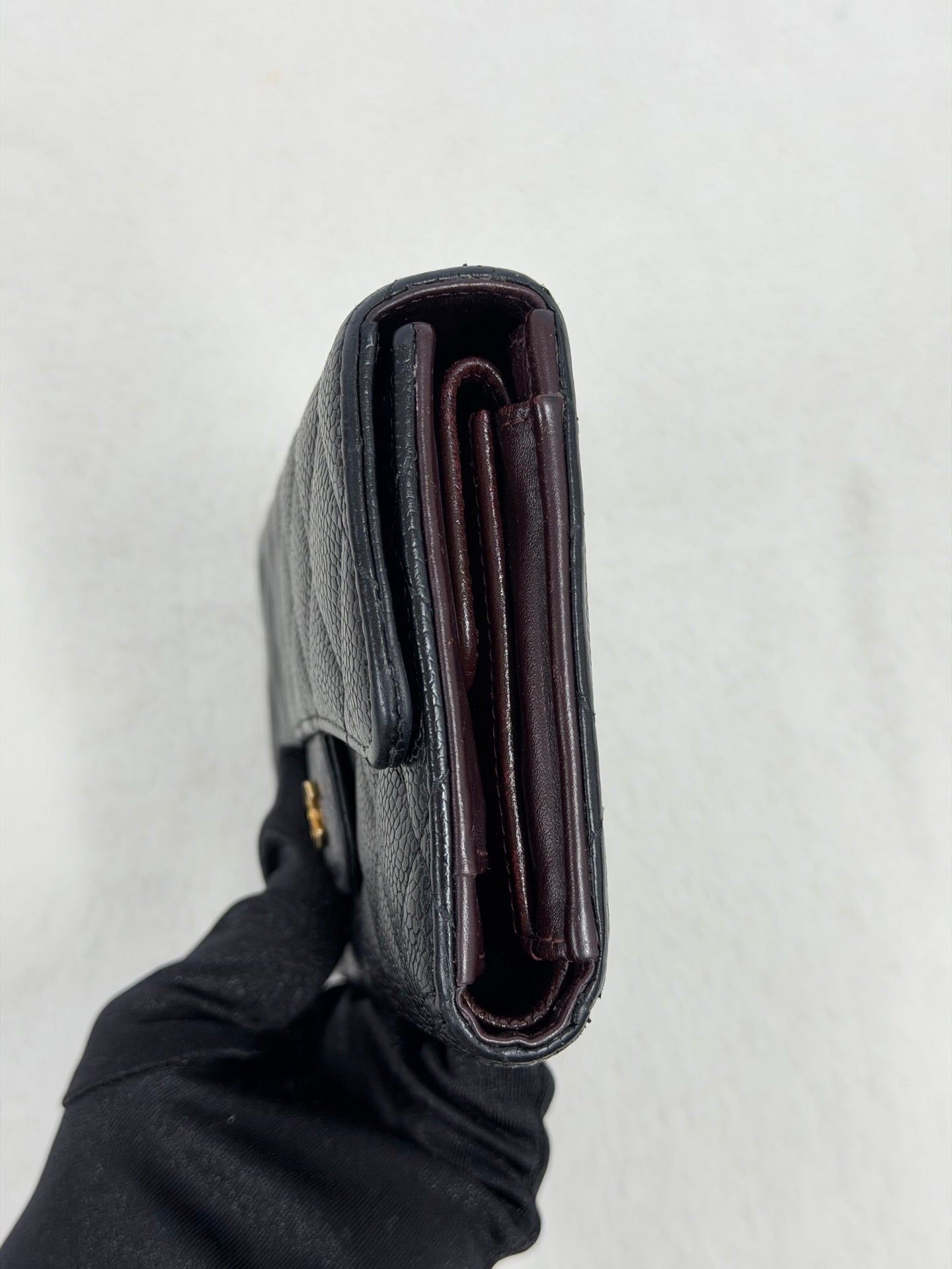 CHANEL Cavier Stitches Trifold Wallet