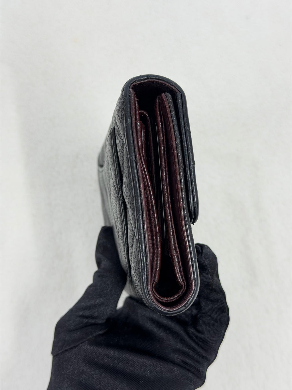 CHANEL Cavier Stitches Trifold Wallet