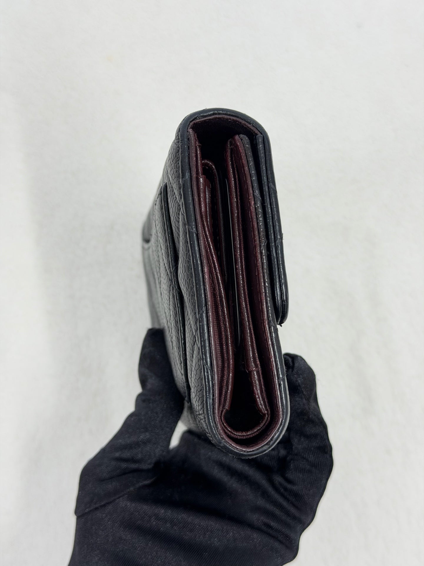 CHANEL Cavier Stitches Trifold Wallet