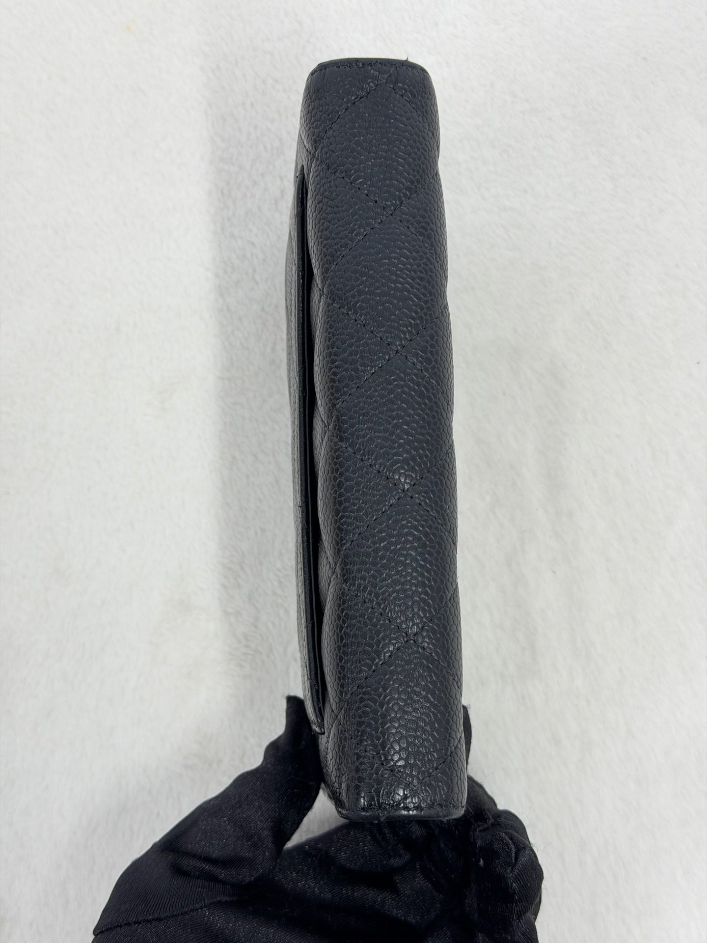 CHANEL Cavier Stitches Trifold Wallet