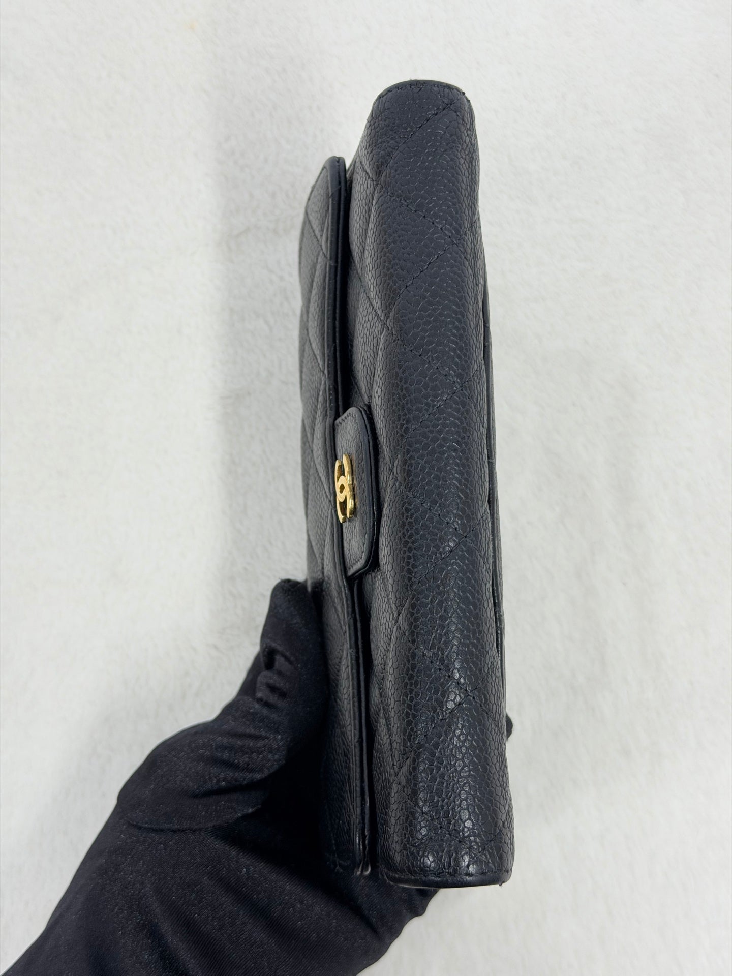 CHANEL Cavier Stitches Trifold Wallet