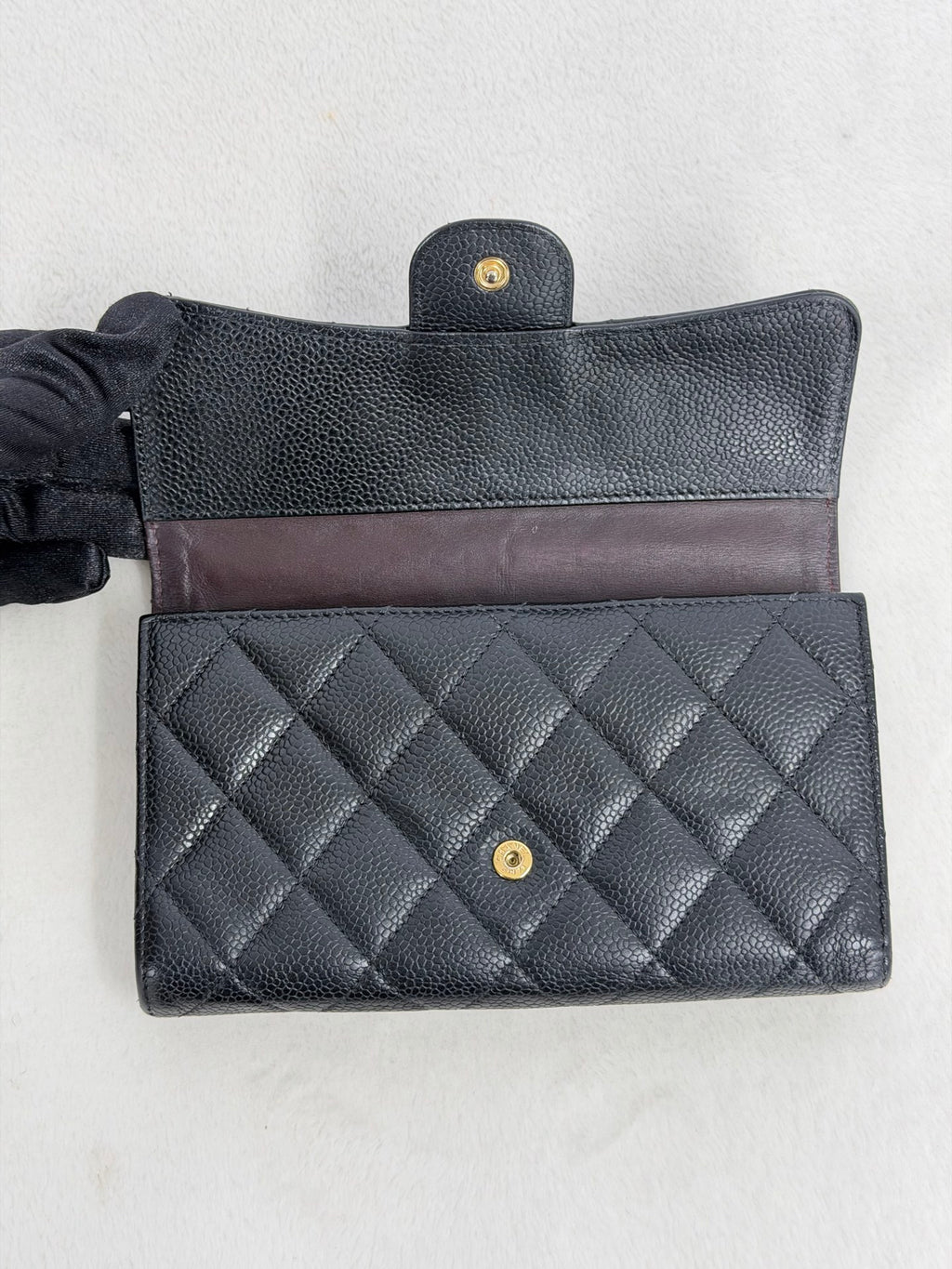 CHANEL Cavier Stitches Trifold Wallet