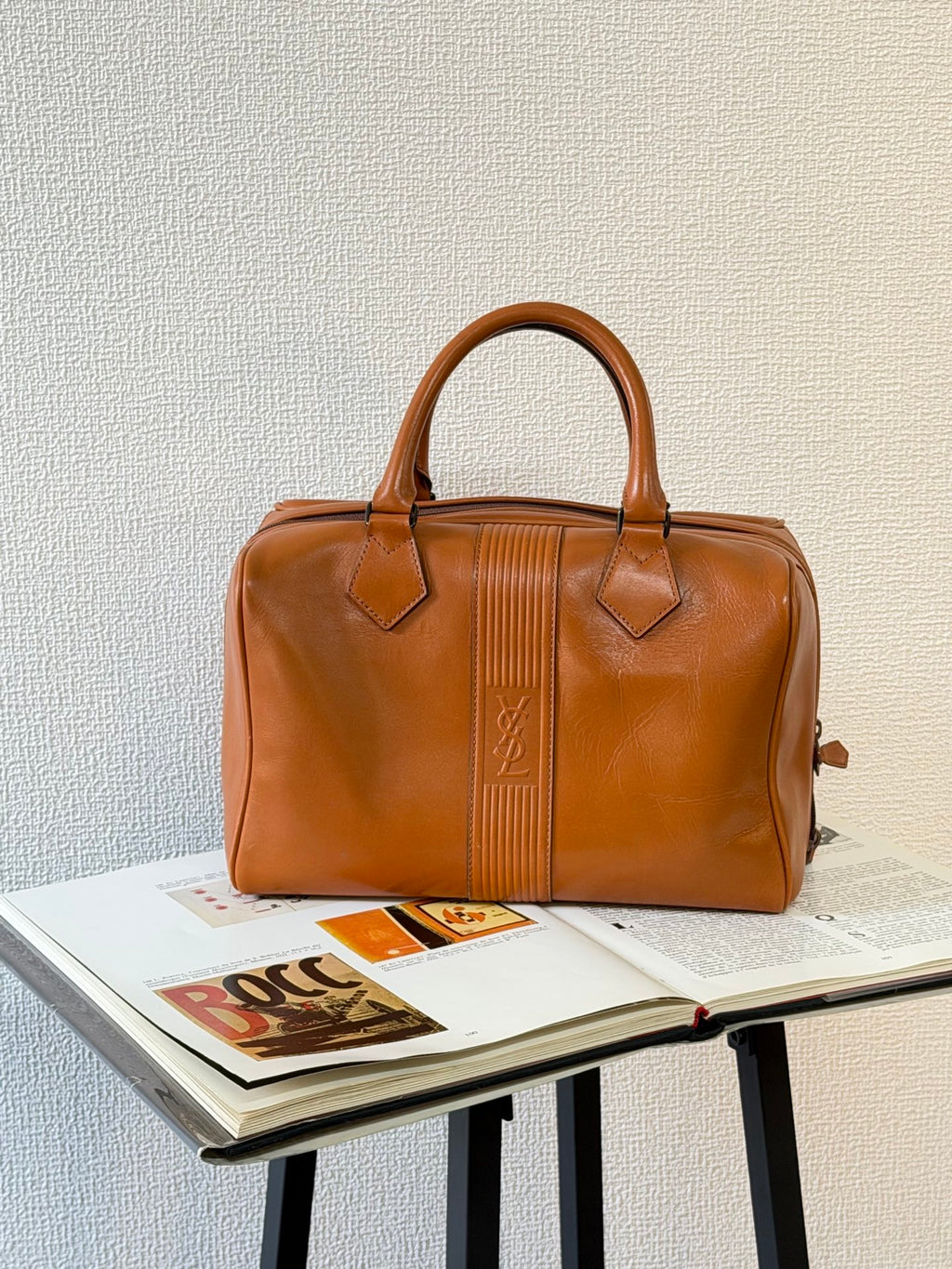 Yve Saint Luarent Boston Leather  Handbag