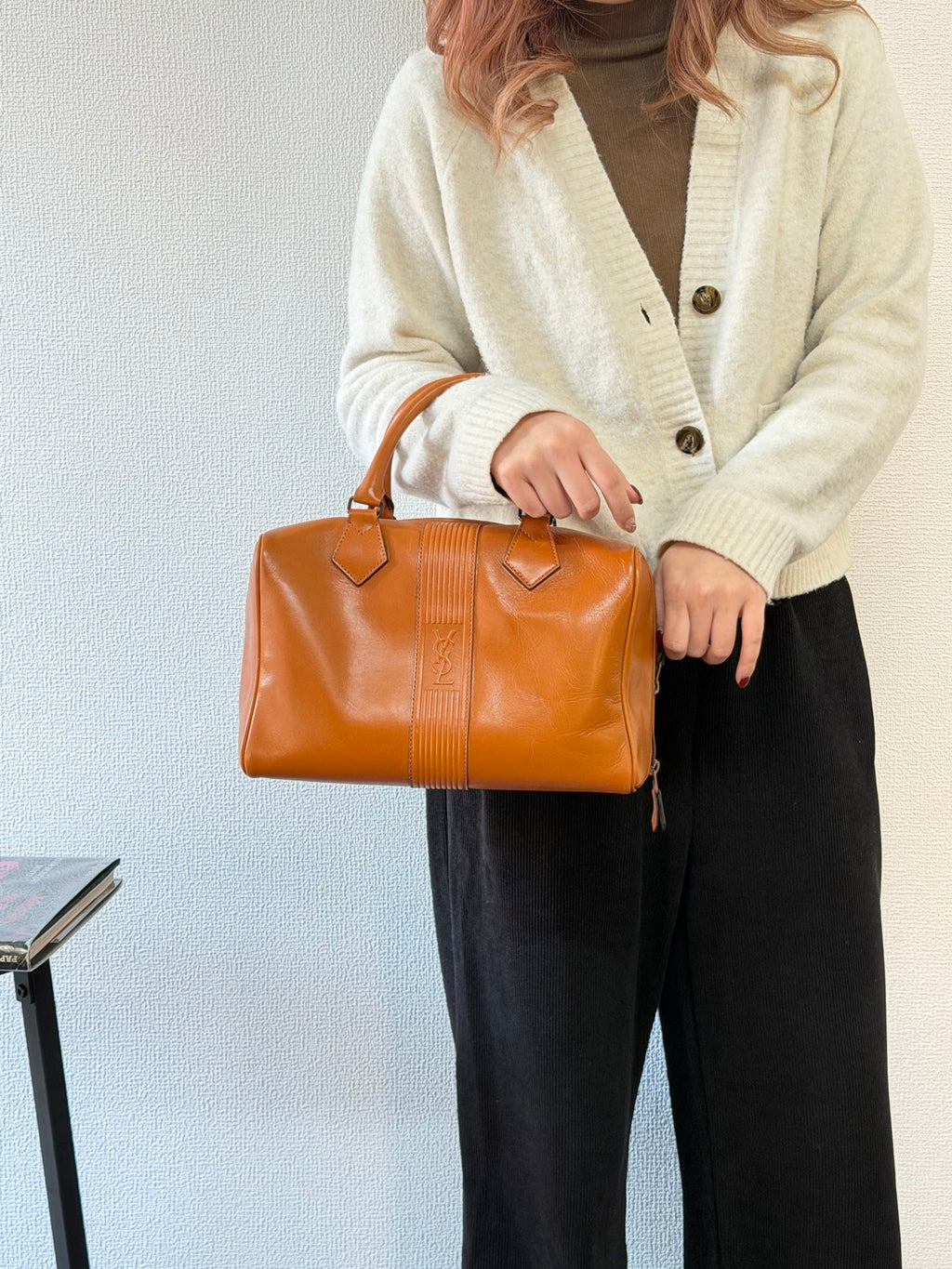 Yve Saint Luarent Boston Leather  Handbag