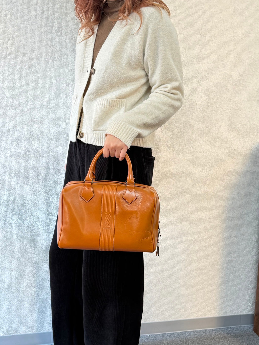 Yve Saint Luarent Boston Leather  Handbag