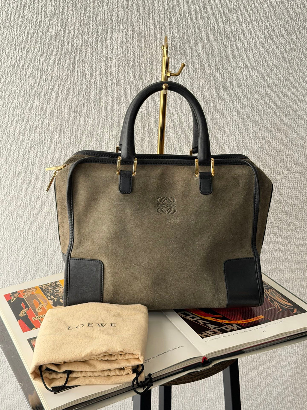 LOEWE Suede Amazona Handbag
