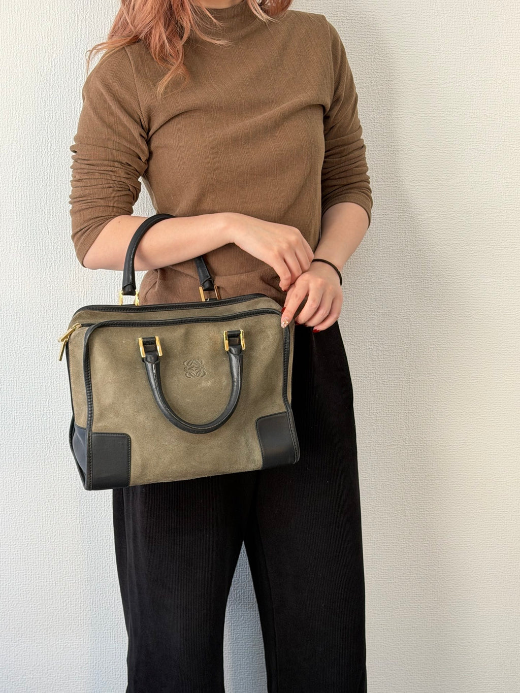 LOEWE Suede Amazona Handbag