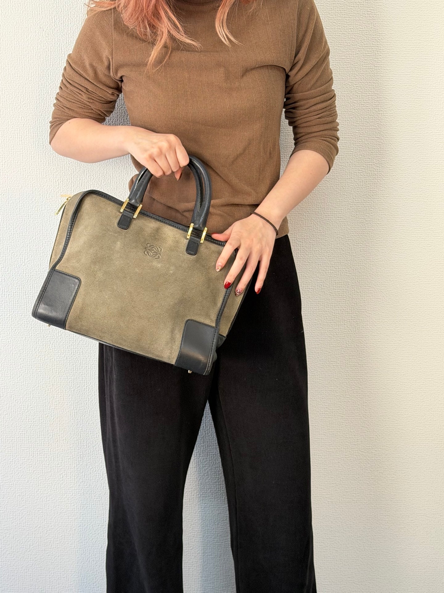 LOEWE Suede Amazona Handbag