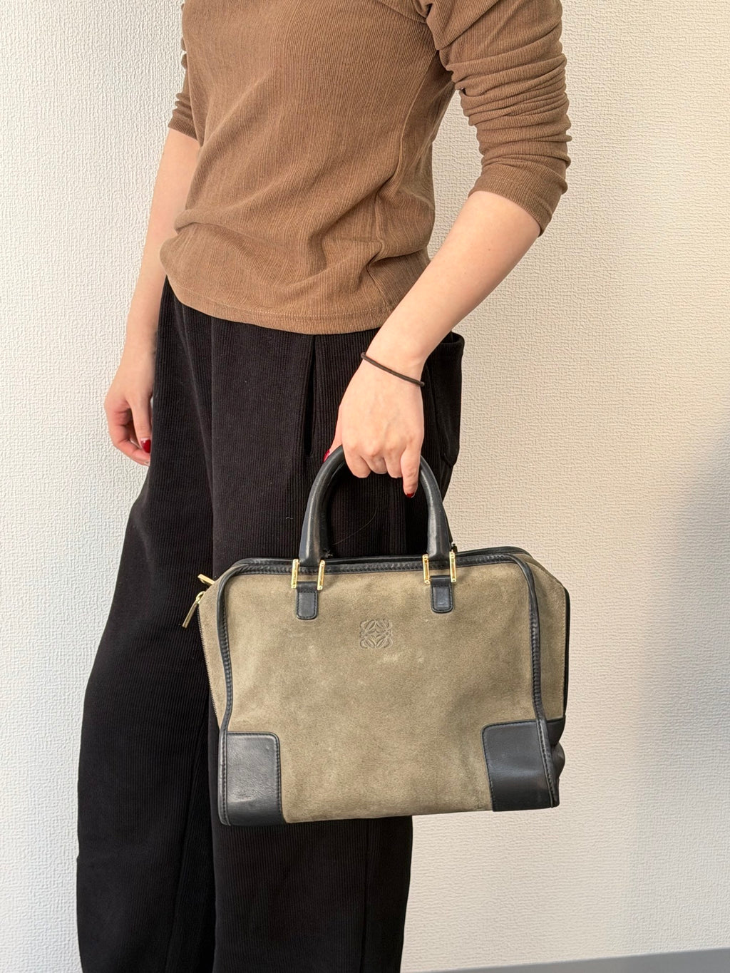 LOEWE Suede Amazona Handbag