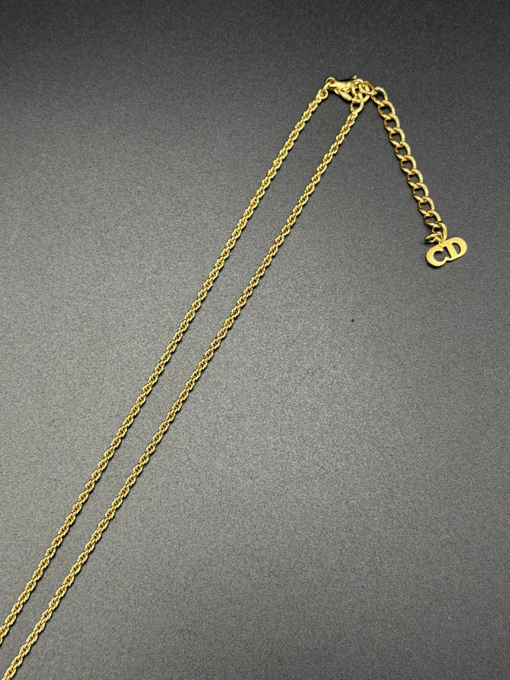 CHRISTIAN DIOR Rheinstone CD Logo Necklace