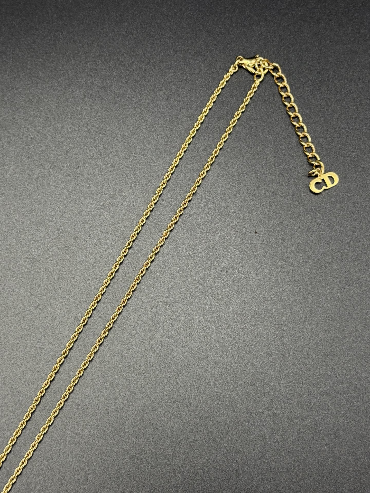 CHRISTIAN DIOR Rheinstone CD Logo Necklace