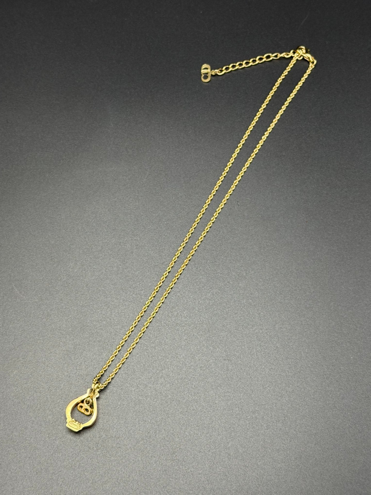 CHRISTIAN DIOR Rheinstone CD Logo Necklace