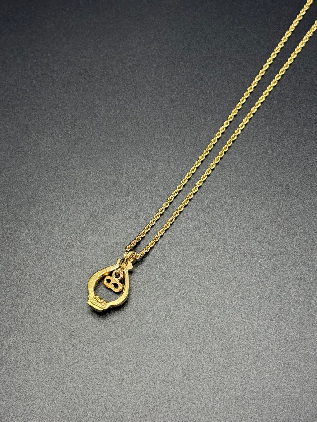 CHRISTIAN DIOR Rheinstone CD Logo Necklace