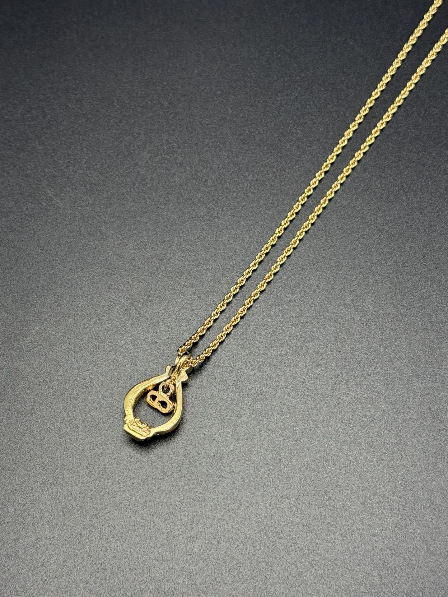 CHRISTIAN DIOR Rheinstone CD Logo Necklace