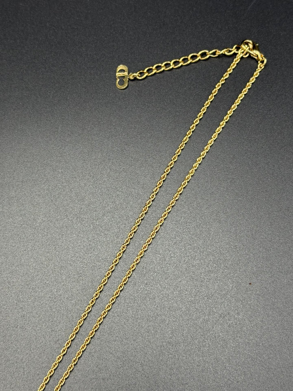 CHRISTIAN DIOR Rheinstone CD Logo Necklace
