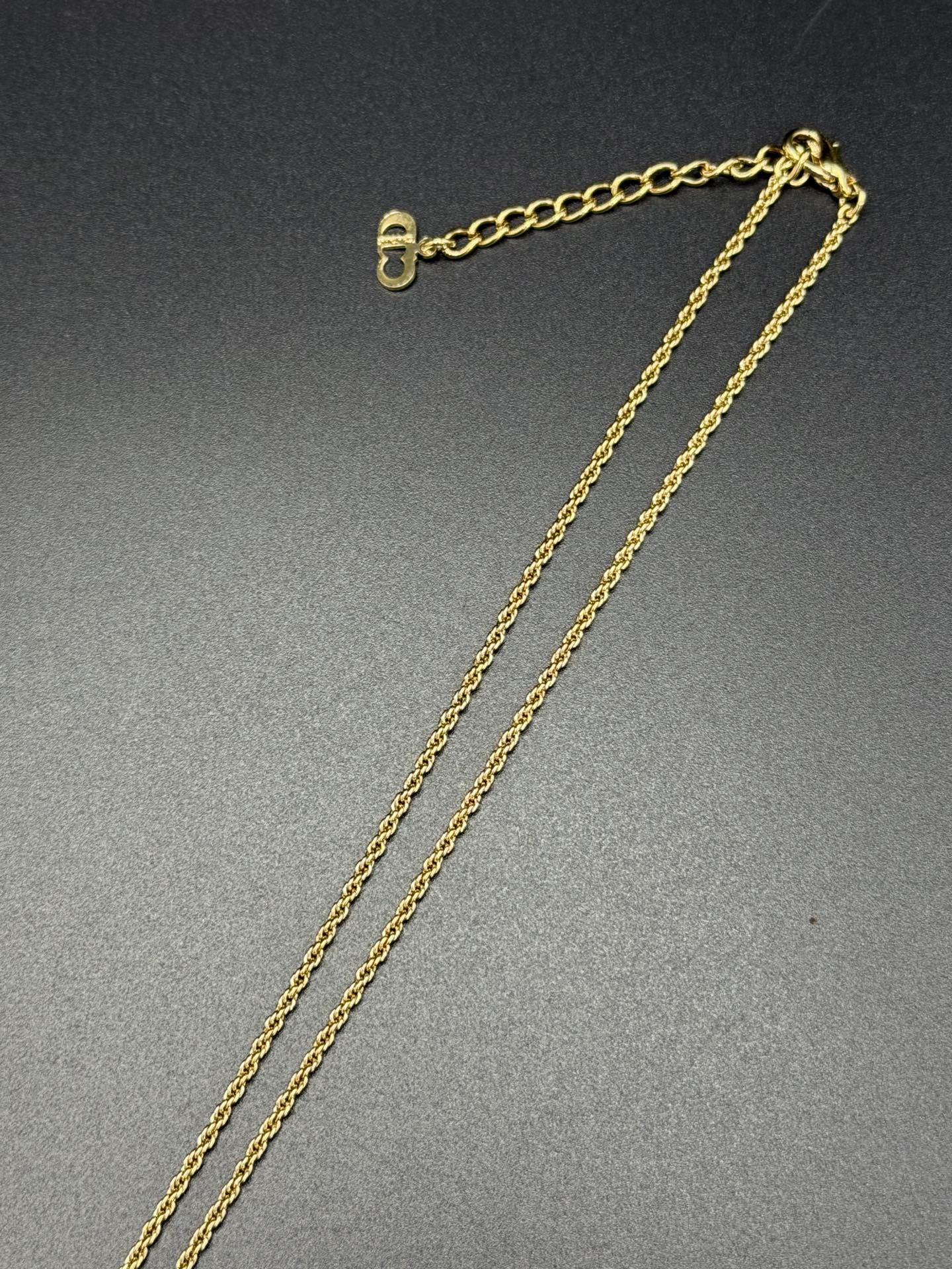 CHRISTIAN DIOR Rheinstone CD Logo Necklace