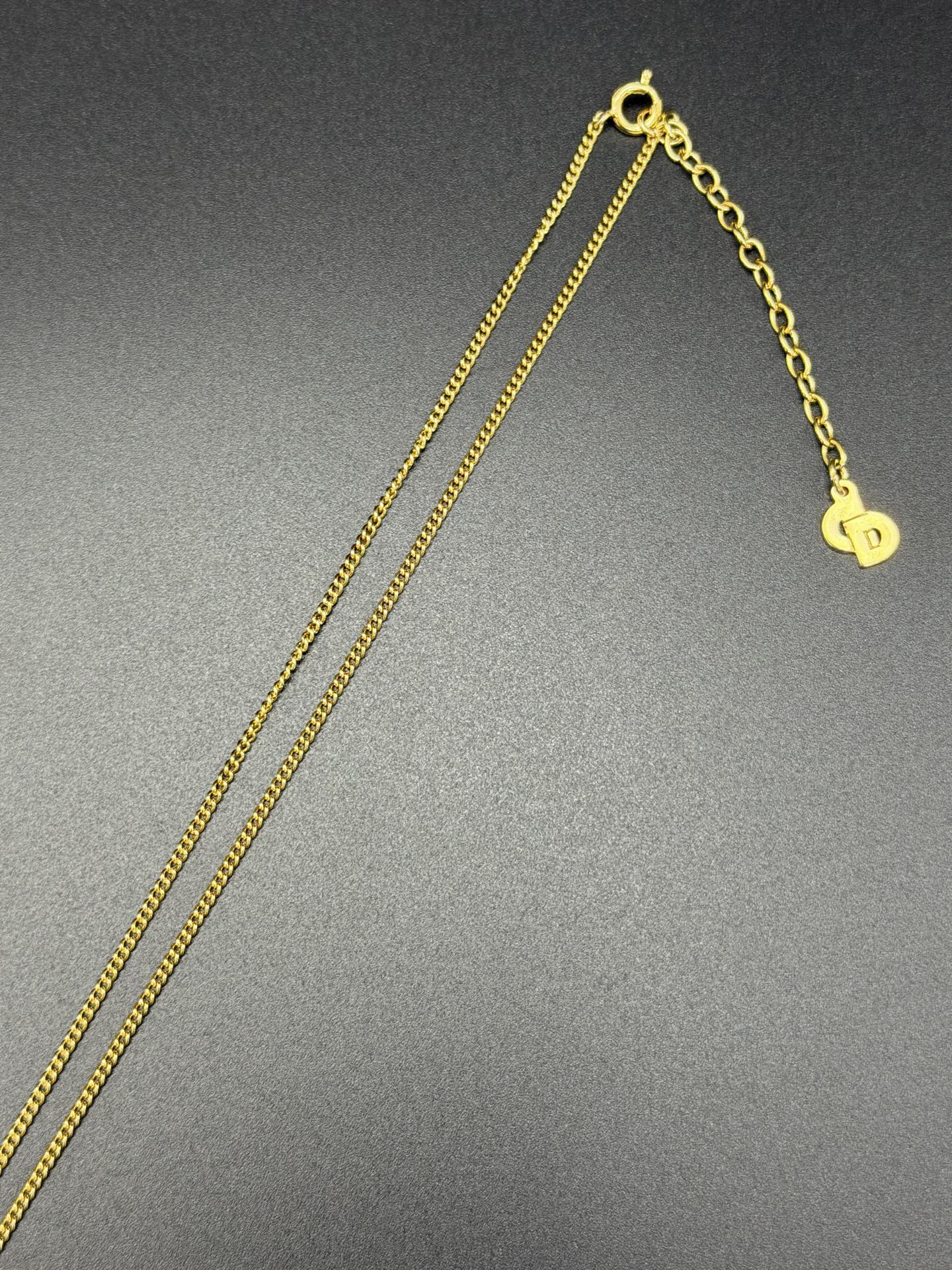 CHRISTIAN DIOR Rheinstone Hexagon CD Logo  Necklace