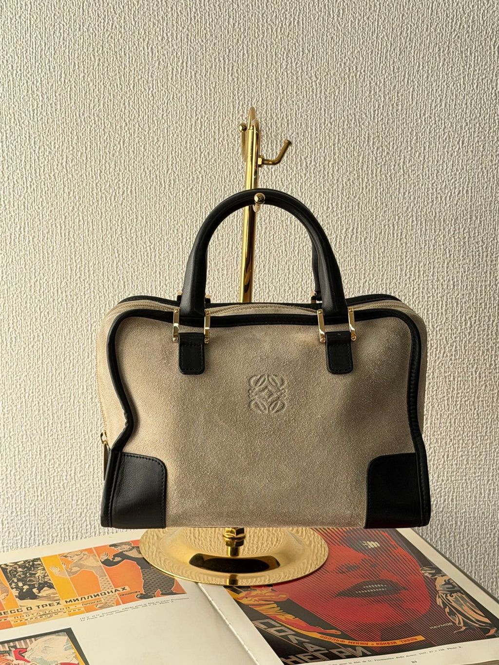 LOEWE Suede Amazona Handbag (S)
