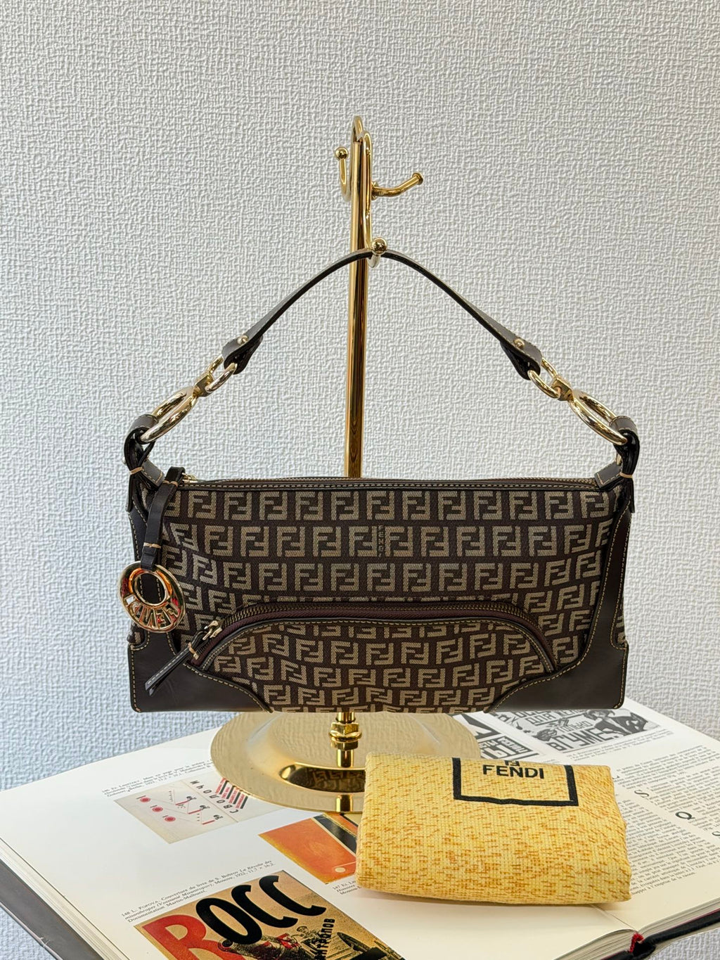 FENDI Zucchino Hobo Handbag