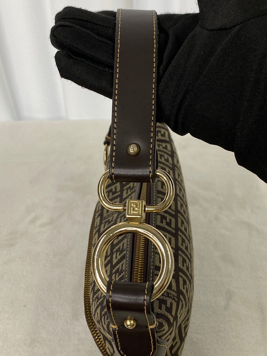 FENDI Zucchino Hobo Handbag