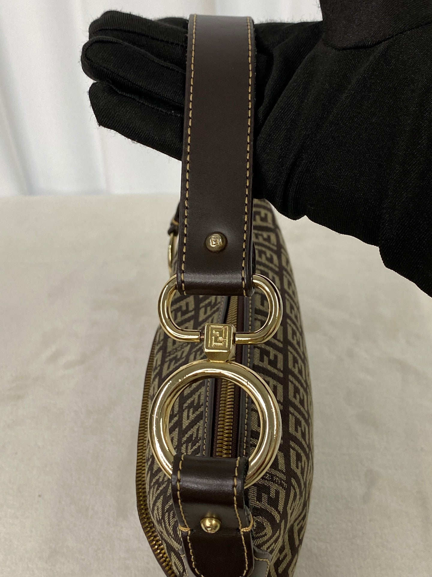 FENDI Zucchino Hobo Handbag