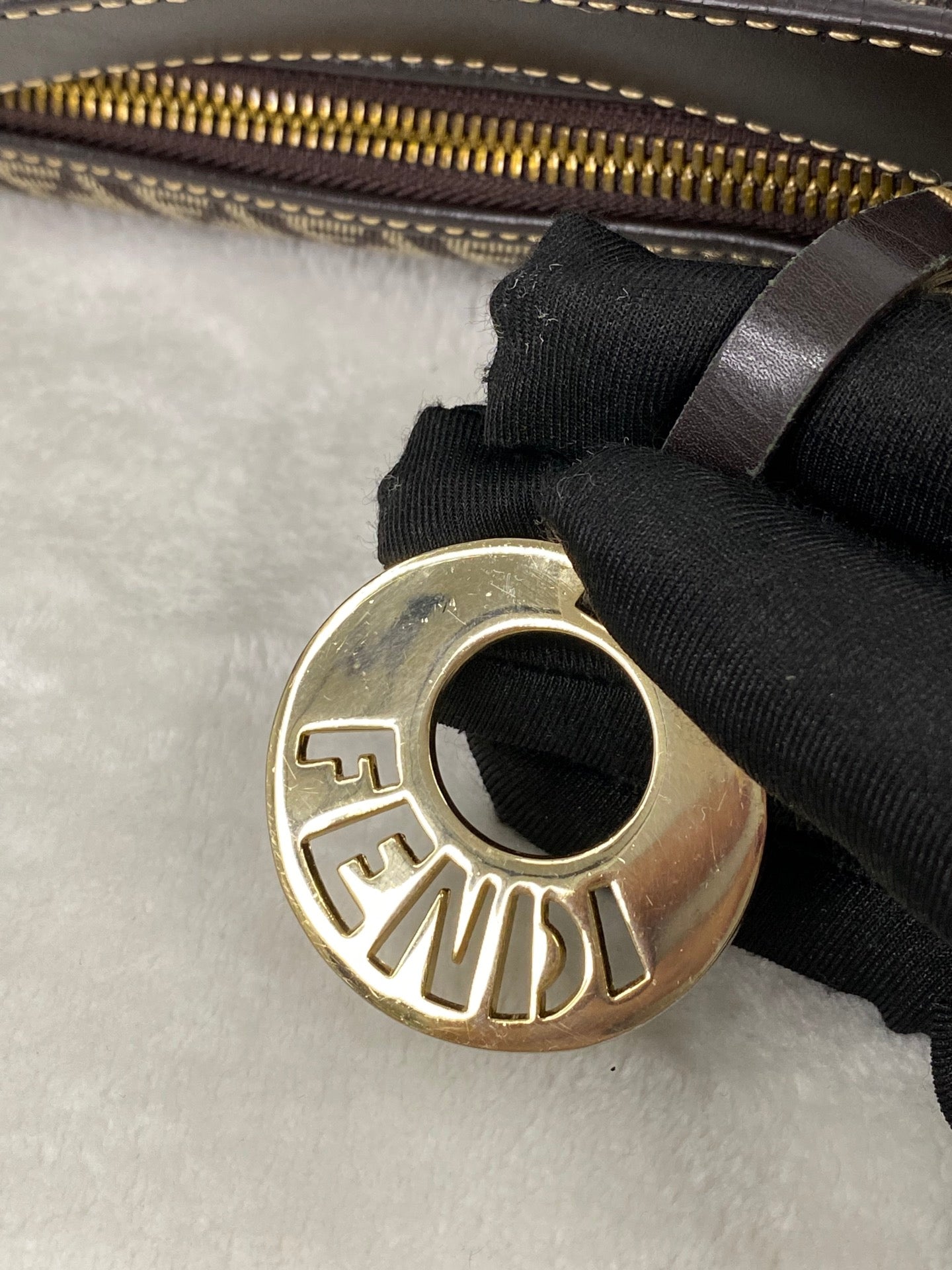 FENDI Zucchino Hobo Handbag