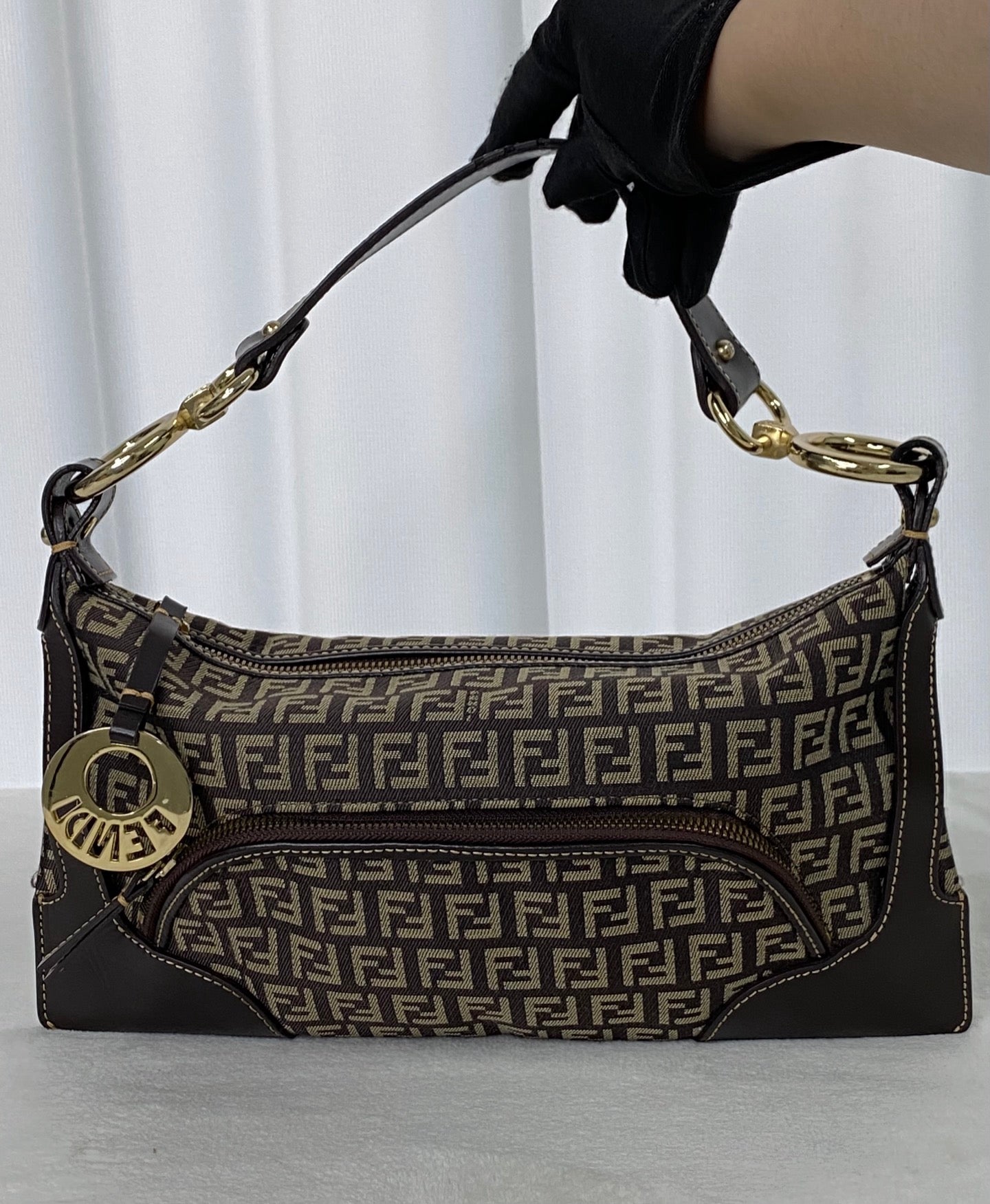 FENDI Zucchino Hobo Handbag