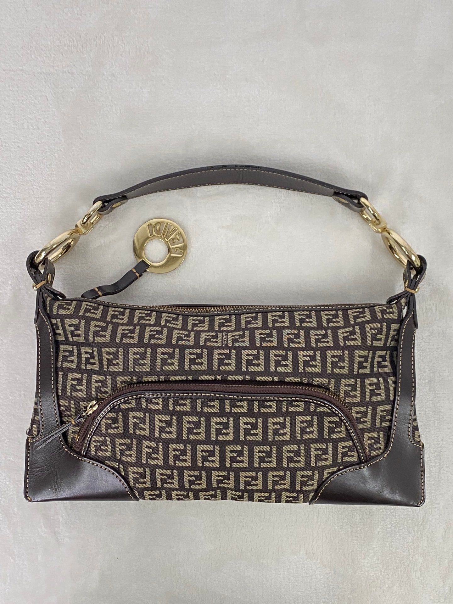 FENDI Zucchino Hobo Handbag