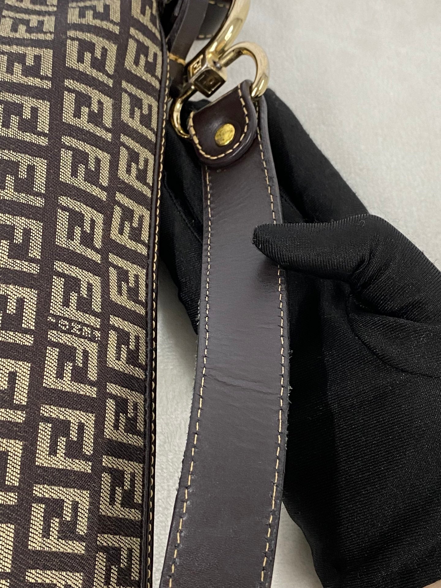 FENDI Zucchino Hobo Handbag