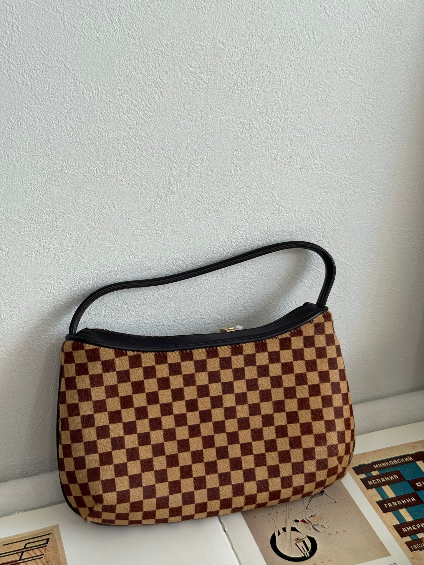 LOUIS VUITTON Damier Horse Fur Handbag