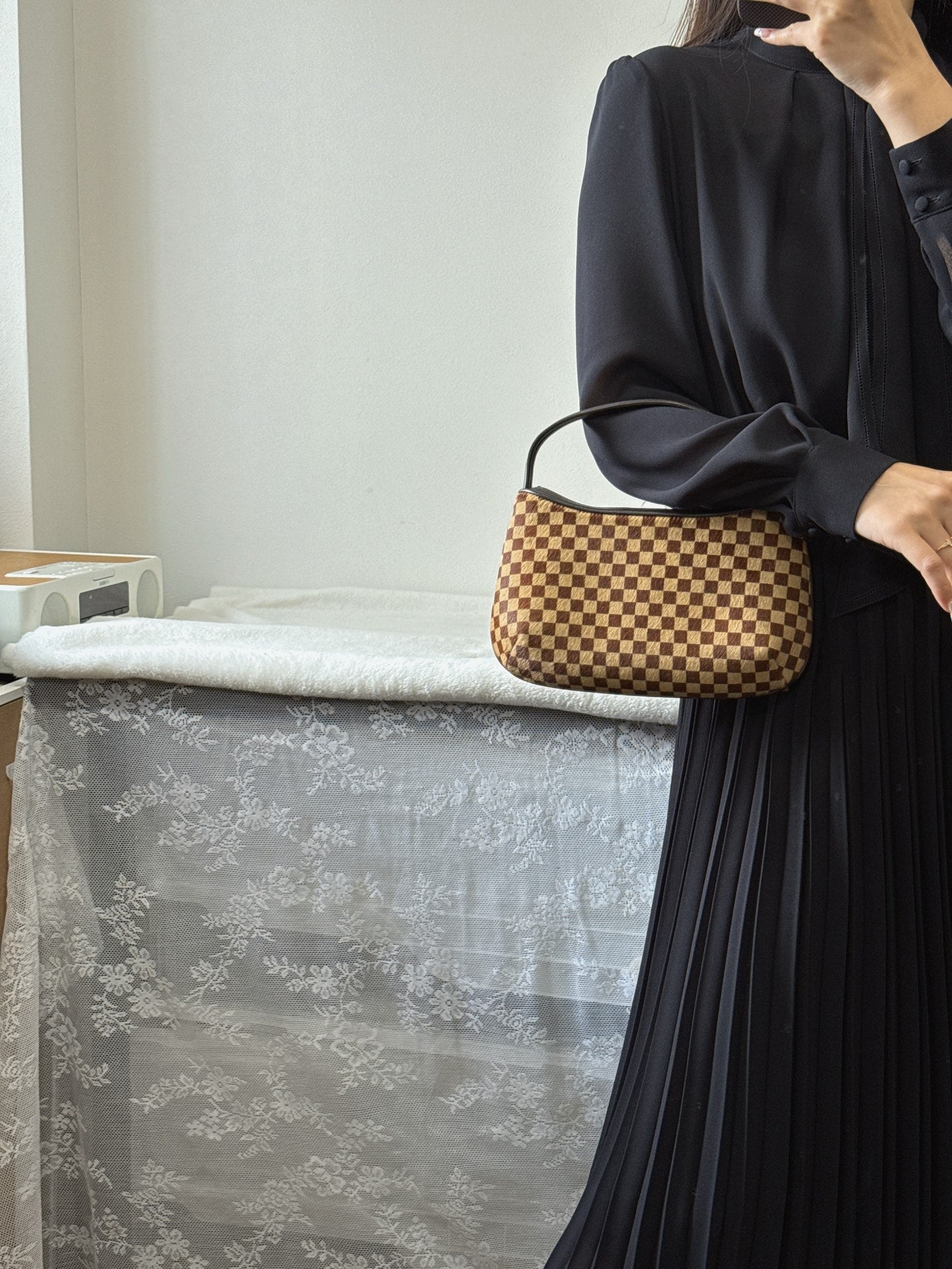 LOUIS VUITTON Damier Horse Fur Handbag