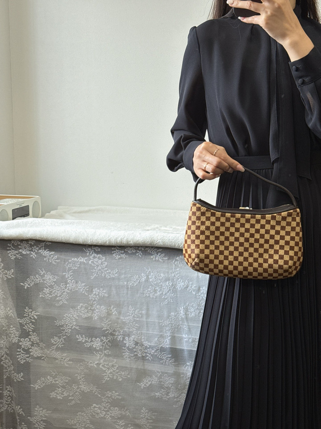 LOUIS VUITTON Damier Horse Fur Handbag