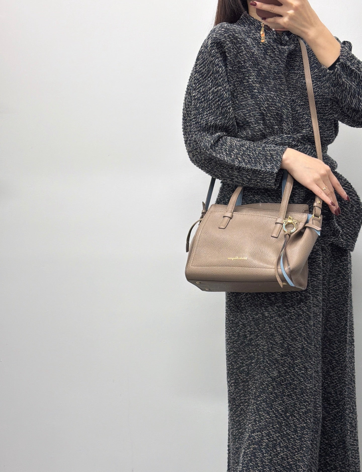 FERRAGAMO Cavier leather 2WAY Shoulderbag