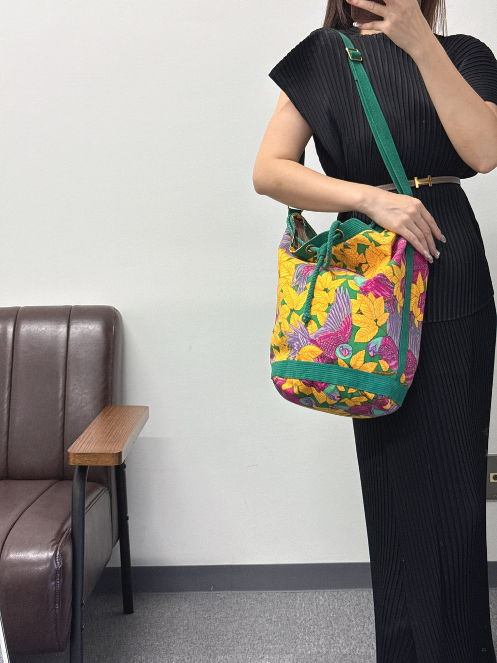 HERMES Canvas Bucket Shoulderag