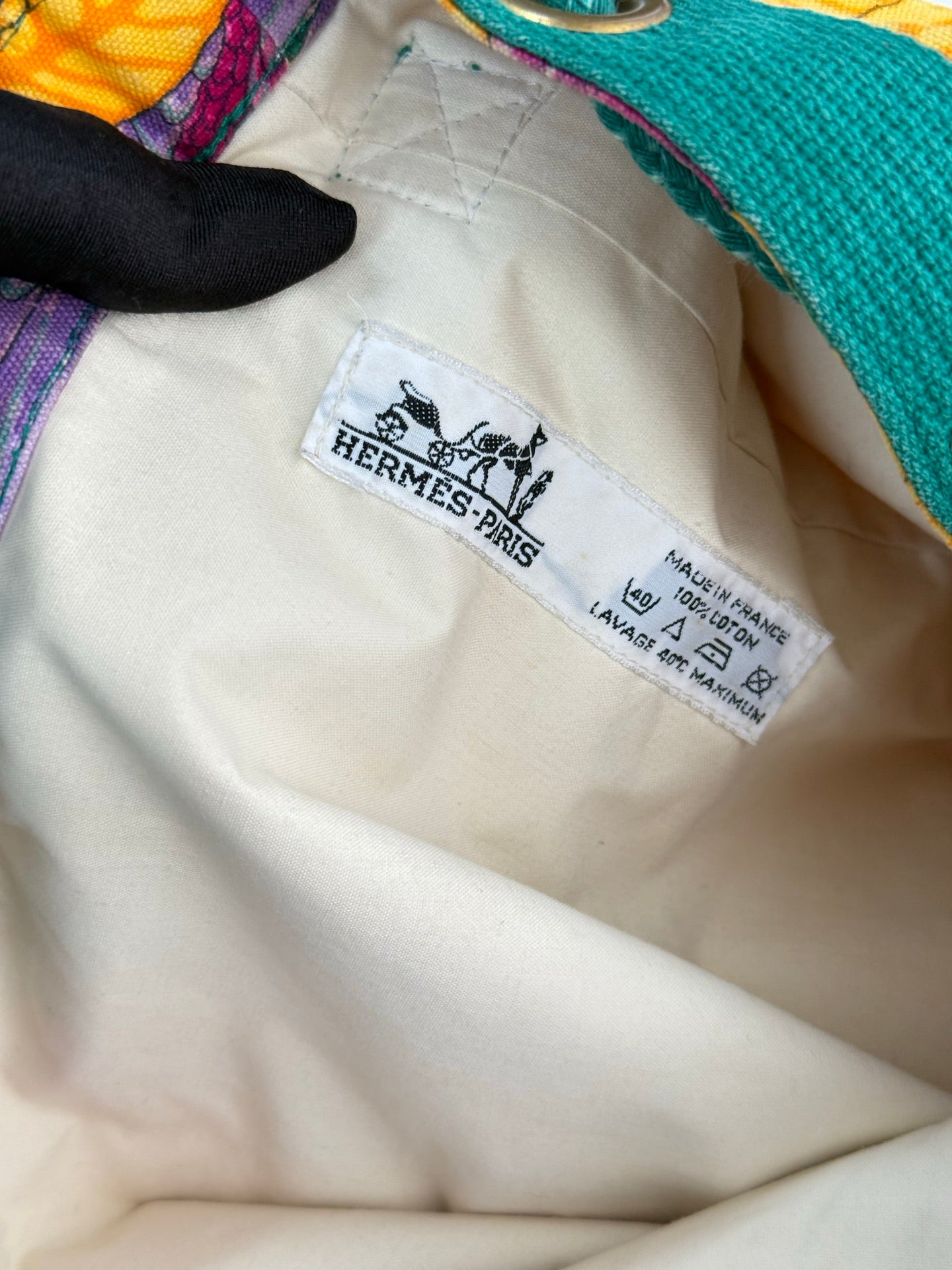 HERMES Canvas Bucket Shoulderag