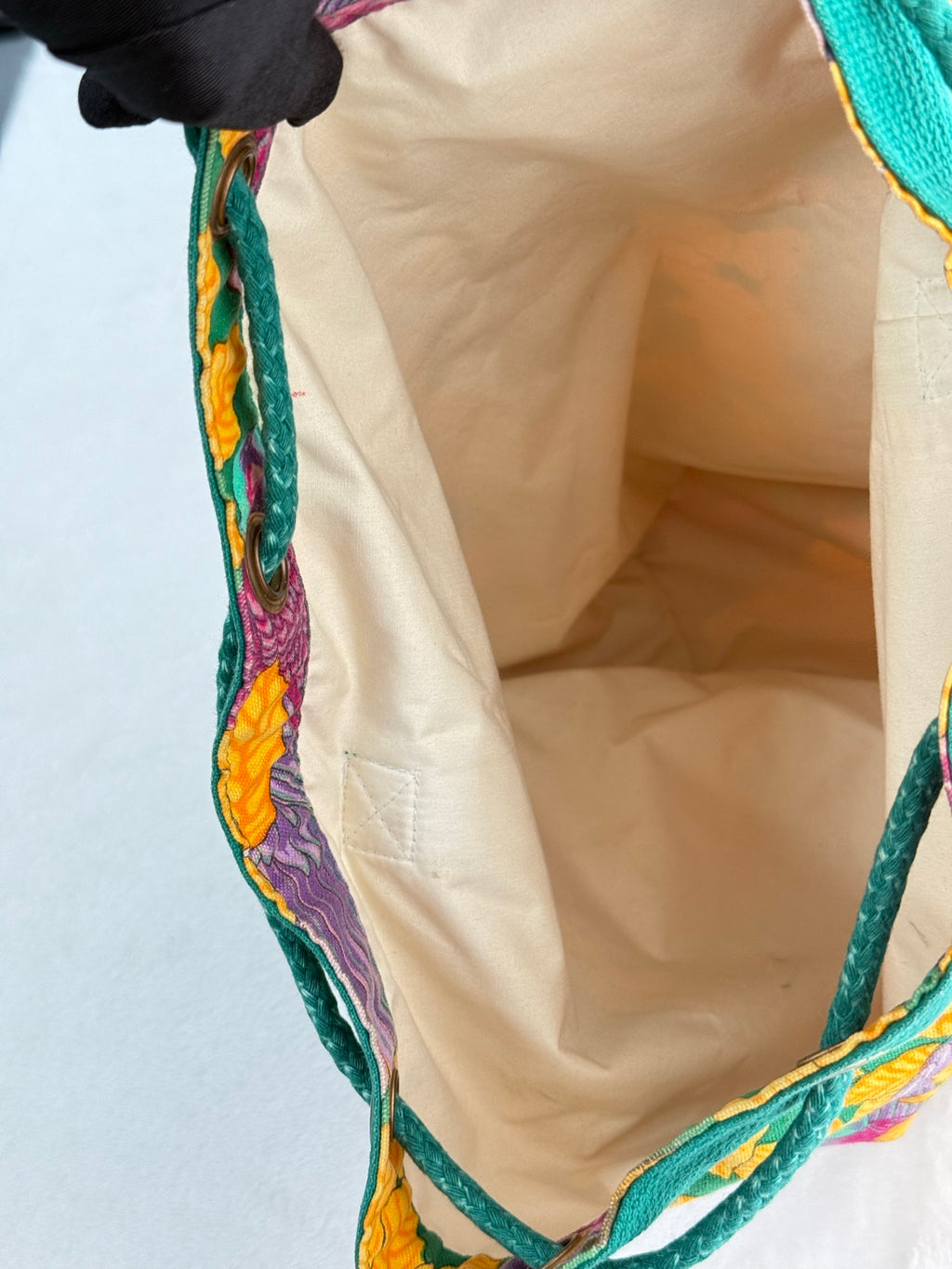 HERMES Canvas Bucket Shoulderag