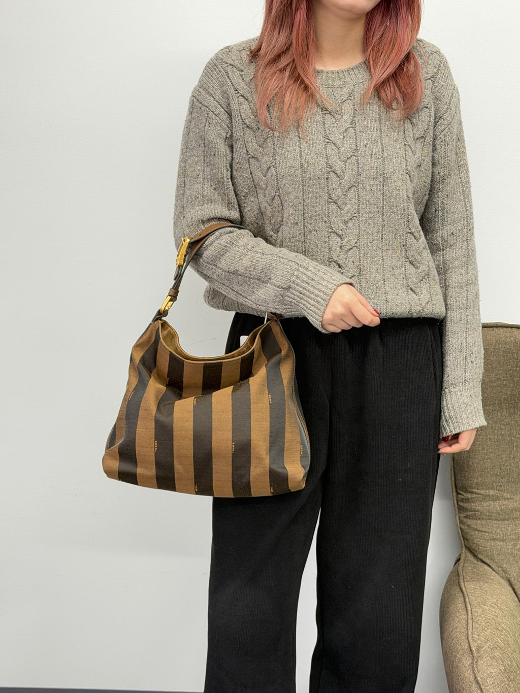 FENDI Pequin Handbag