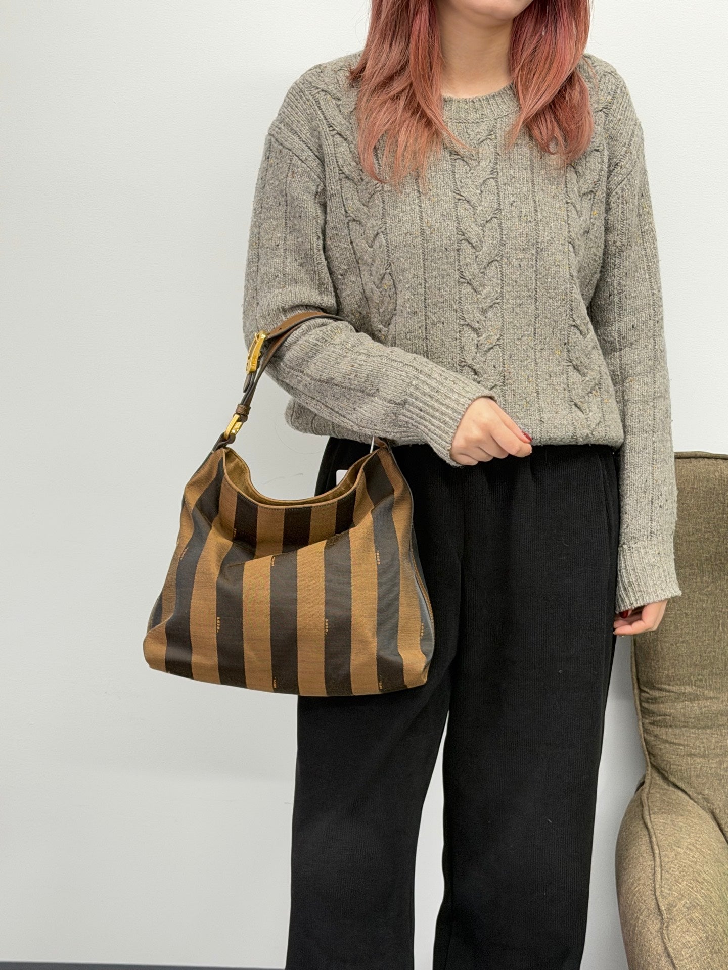 FENDI Pequin Handbag