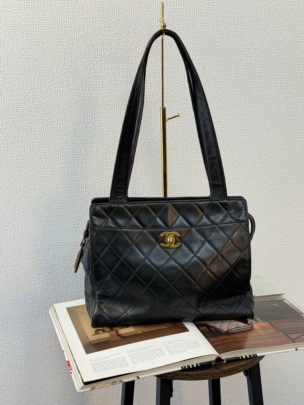 CHANEL Stitches Quilted Lambskin Handbag