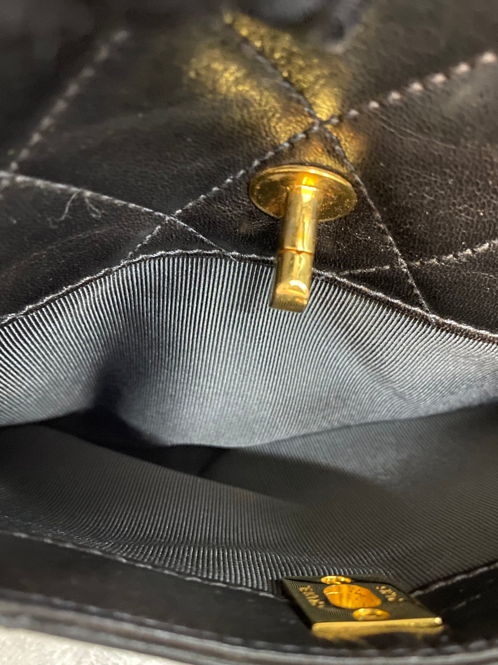 CHANEL Stitches Quilted Lambskin Handbag