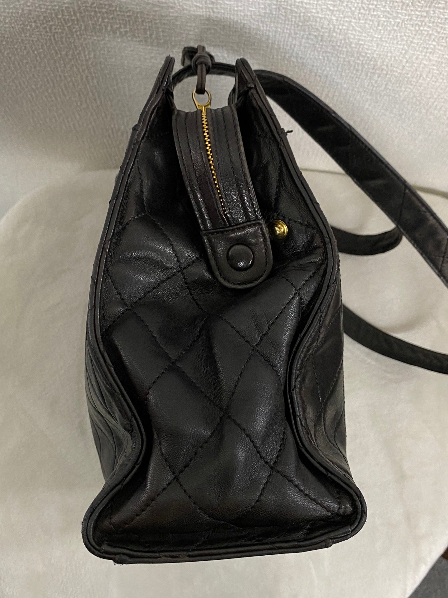 CHANEL Stitches Quilted Lambskin Handbag