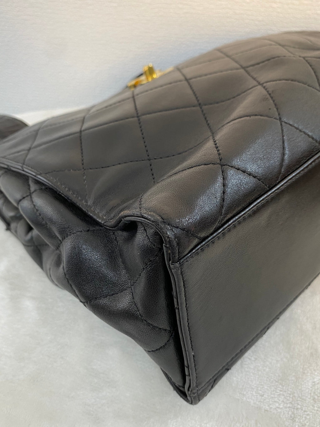 CHANEL Stitches Quilted Lambskin Handbag