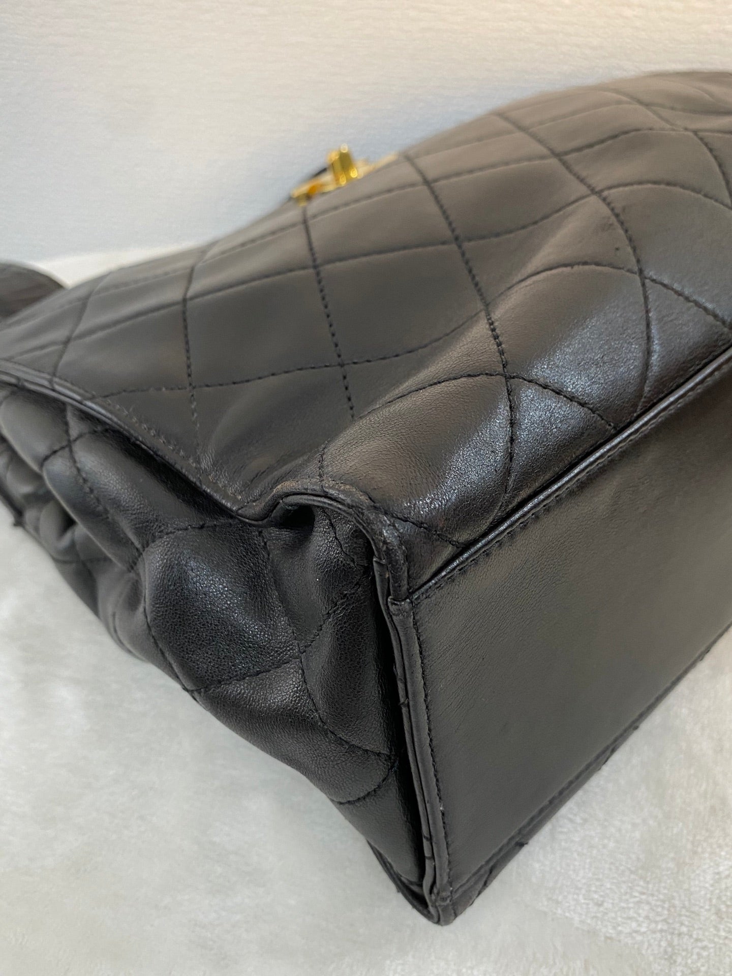 CHANEL Stitches Quilted Lambskin Handbag