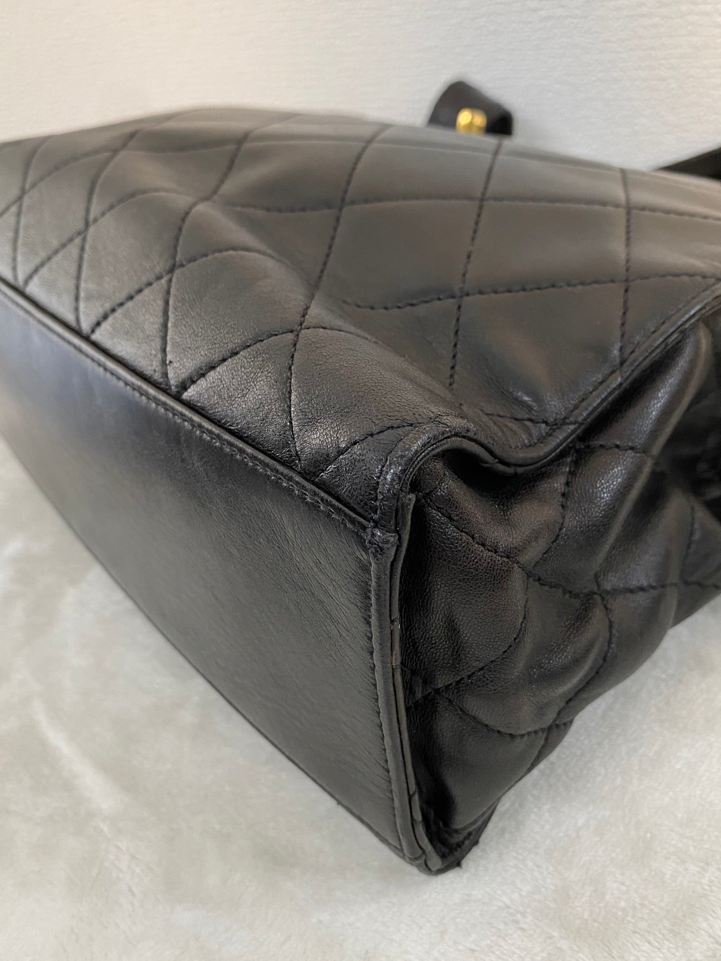 CHANEL Stitches Quilted Lambskin Handbag