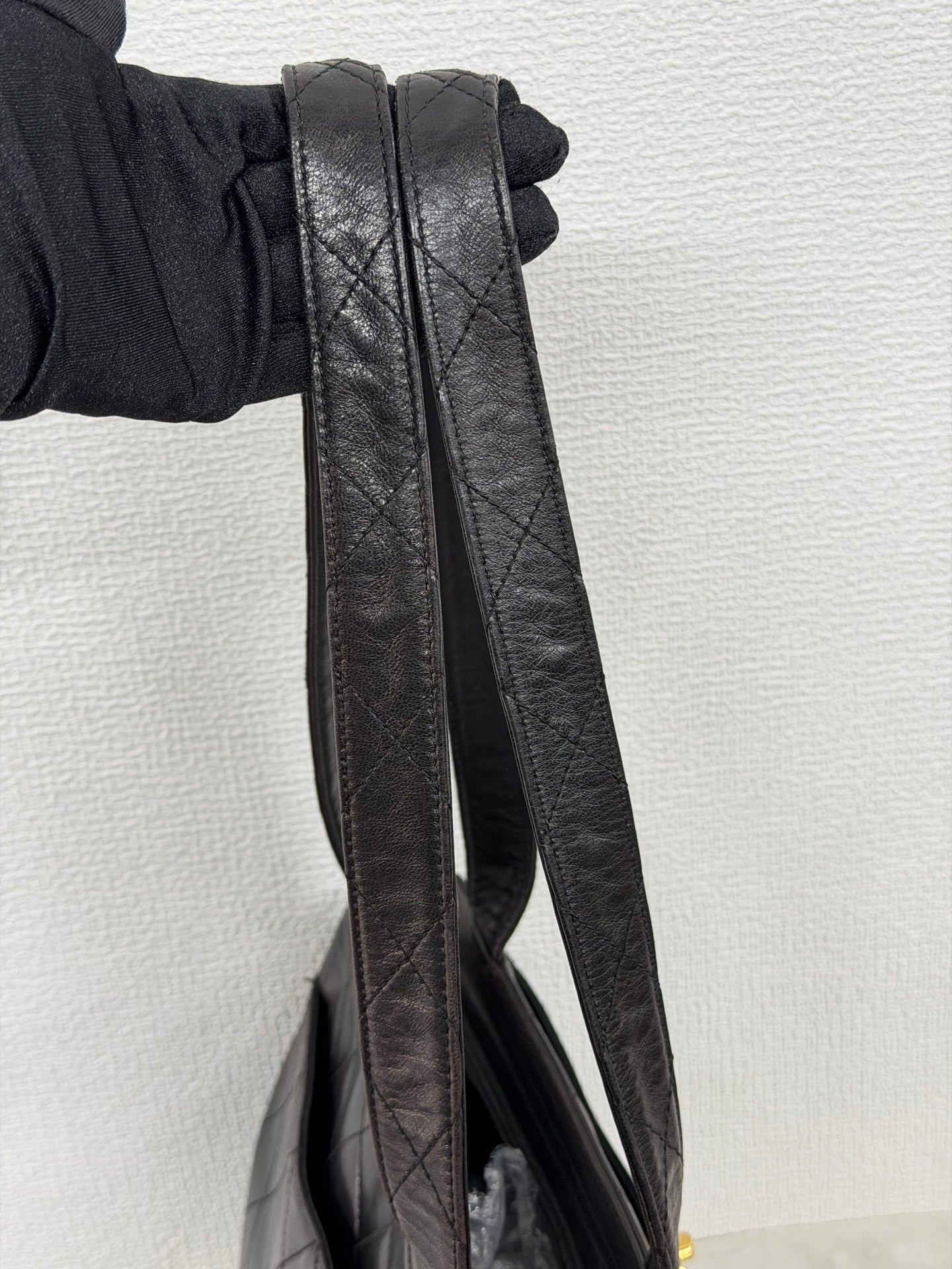 CHANEL Stitches Quilted Lambskin Handbag